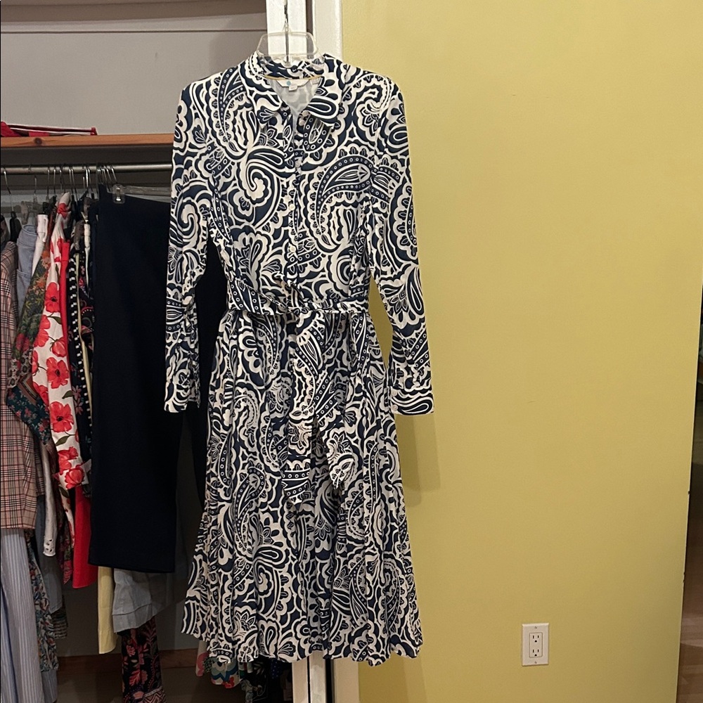 Boden Monochrome Paisley Long Sleeve Dress